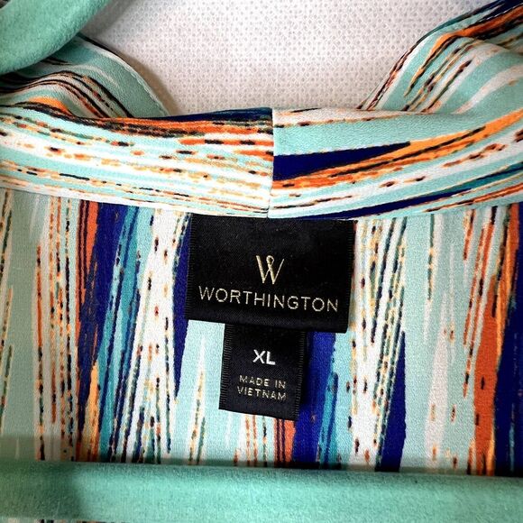 Worthington Colorful Abstract Print Sleeveless Vneck Tank Blouse Size XL - Picture 6 of 8